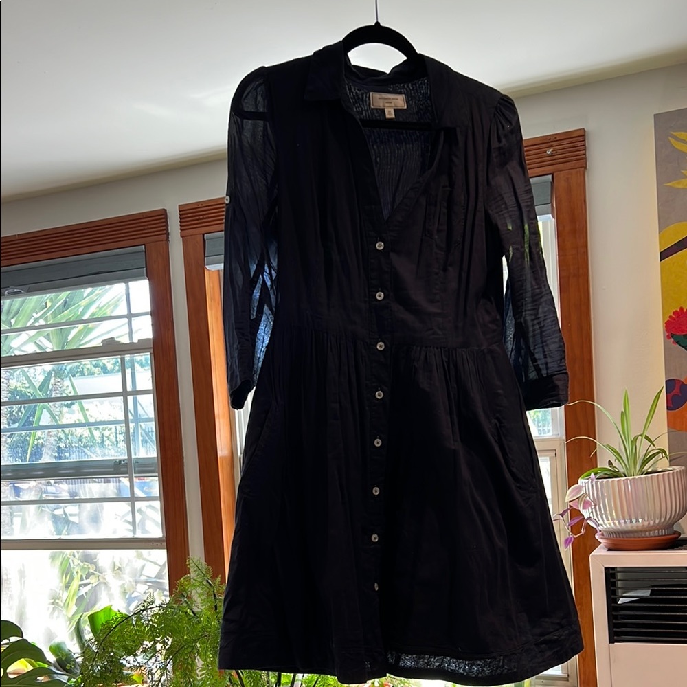 Moulinette Soeurs Black A-Line Dress with Bishop Sleeves